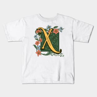 Art Nouveau Letter X, Ornamental Letter X, Art Deco Kids T-Shirt